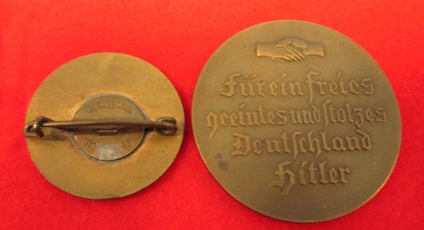  German WWII 1933 Election Tinnie & Table Medal — image 4