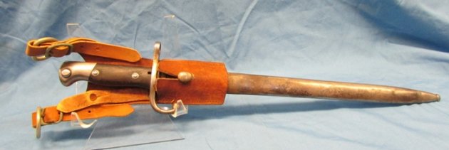  Argentine M1909 Mauser Bayonet, Weyersberg Mfg With Leather Frog — image 2