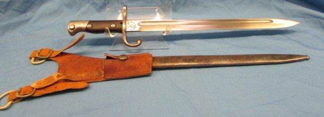  Argentine M1909 Mauser Bayonet, Weyersberg Mfg With Leather Frog — image 3