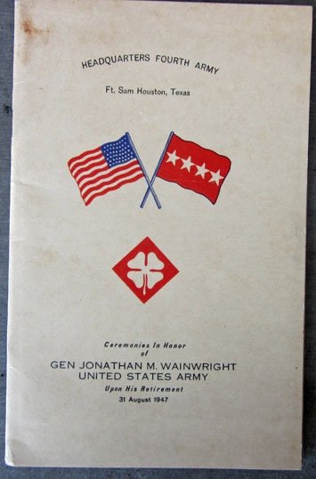 US WWII 1947 General J.M. Wainwright Autographed Photo & Retirement Program, Ft. Sam Houston 1947 — image 3