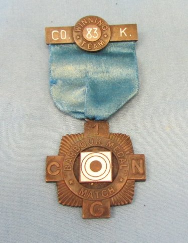  US Indian War Era Connecticut NG 1883 Barbour Match Shooting Medal, Co K, Winning Team — image 2