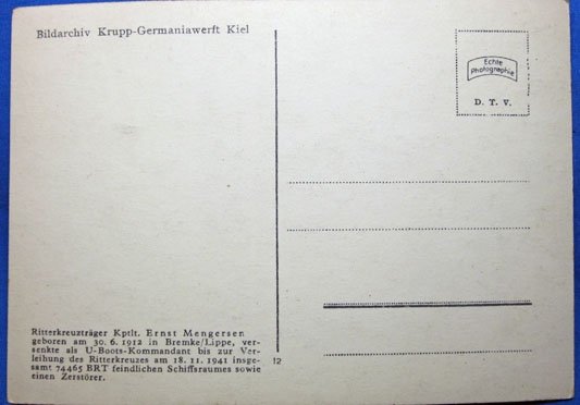 German WWII Postcard, Knights Cross Winner, Mengersen, — image 3