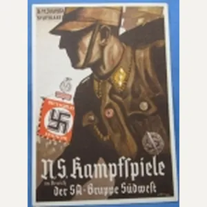 German WWII Postcard, NSDAP Kampfspiele, SA Gruppe Sudwest