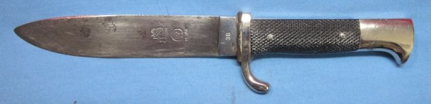 German WWII HJ Knife, Eickhorn Mfg., Motto Blade — image 3