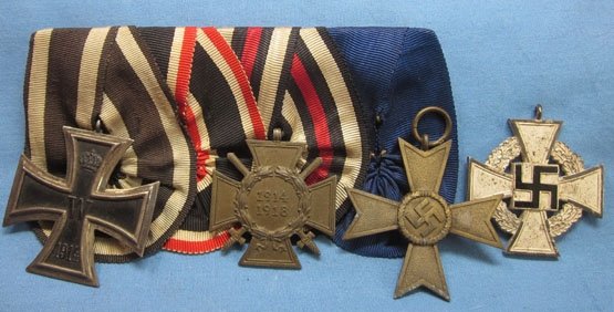 German WWI-WWII 4 Place Medal Bar — image 3