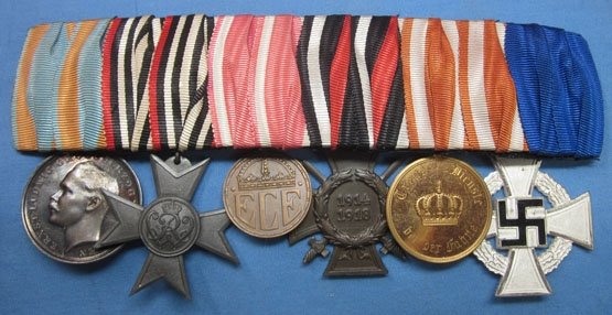 German WWI-WWII 6 Place Medal Bar, Hessian Soldier — image 2