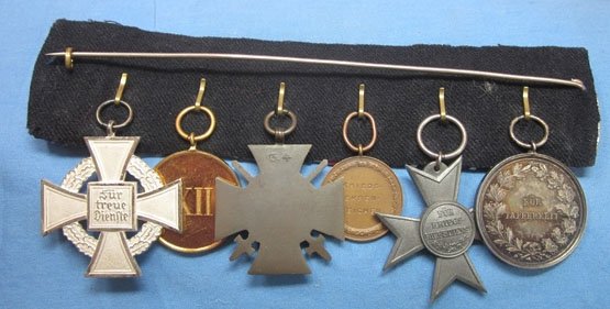 German WWI-WWII 6 Place Medal Bar, Hessian Soldier — image 3