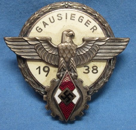 German WWII Hitler Youth Gausieger Badge 1938, Brehmer — image 2