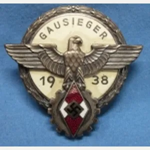 German WWII Hitler Youth Gausieger Badge 1938, Brehmer