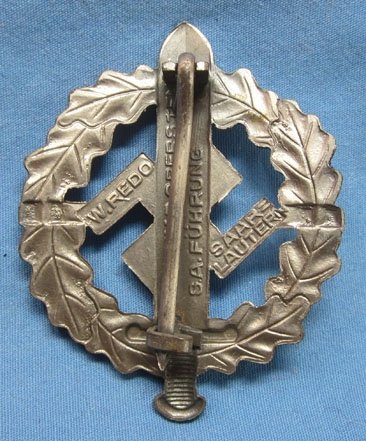 German WWII SA Sports Badge, Silver Class, Redo Mfg — image 3