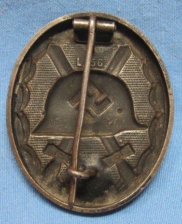 German WWII Black Wound Badge, Steel, Maker Marked L/56 — image 3