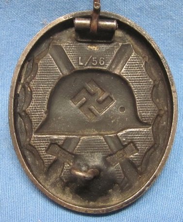 German WWII Black Wound Badge, Steel, Maker Marked L/56 — image 4
