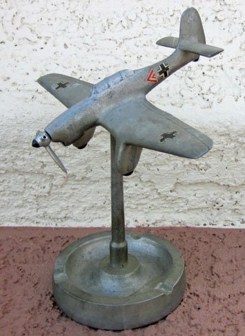 German WWII Ju-87 Stuka Desk Ashtray, Cast Aluminum — image 2
