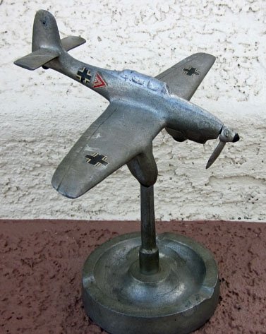 German WWII Ju-87 Stuka Desk Ashtray, Cast Aluminum — image 3