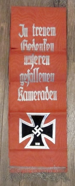 German WWII Funeral Sash, Reichskiegerbund, Iron Cross 1939 — image 2
