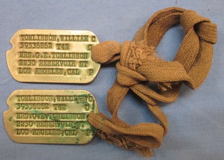 US WWII GI Next of Kin Dog Tag Set, California Soldier — image 2