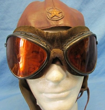  Japanese WWII Army Pilot Flying Helmet & Goggles, Original Goggle Box — image 3