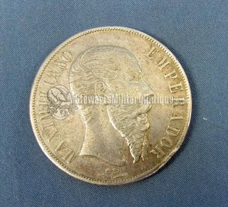  Emperor Maximilian Silver Mexican Peso Coin1867 — image 2