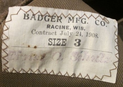 US Pre WWI US Army Pattern 1906 Enlisted Wool Service Coat, 1908 Contract Tag — image 10