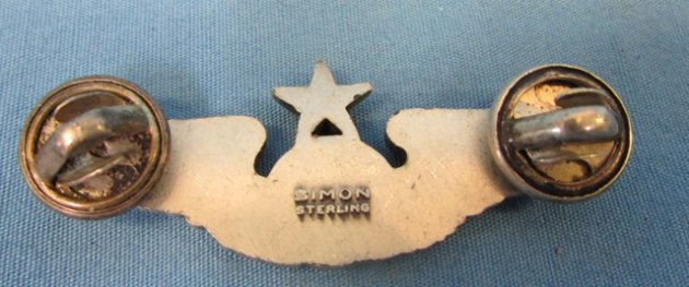 US Cold War, 2 Inch, USAF Senior Aircrew Wings, SImon Mfg, Sterling — image 3