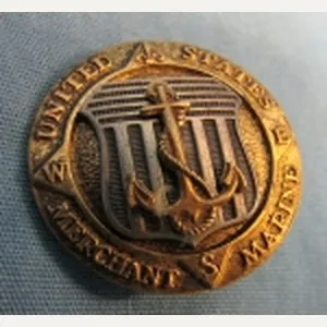 US WWII Merchant Marine Service Badge, Sterling