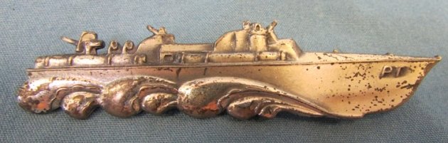 US WWII Sterling PT Boat Badge, Pinback — image 3
