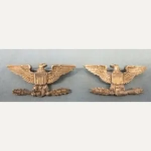US WWII Full Colonel Shoulder Rank Insignia, Pinback, Sterling