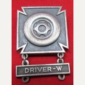 US WWII Driver Badge, Driver, Wheeled, Clasp, Sterling