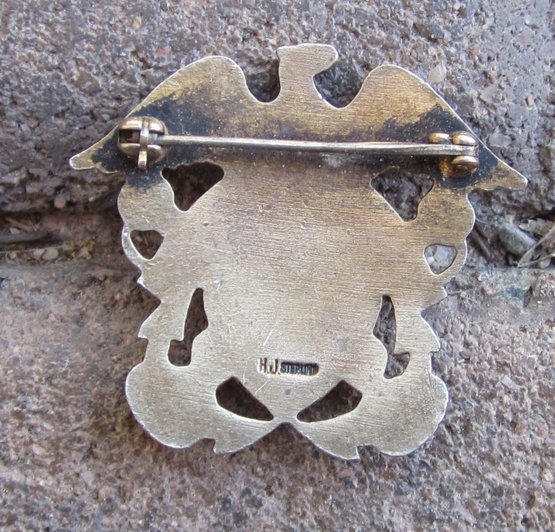 US WWII Era, Navy Officers Overseas Hat Insignia, Solid Back, Sterling — image 3