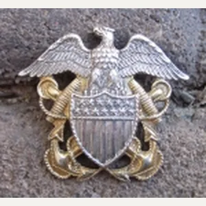 US WWII Era, Navy Officers Overseas Hat Insignia, Solid Back, …