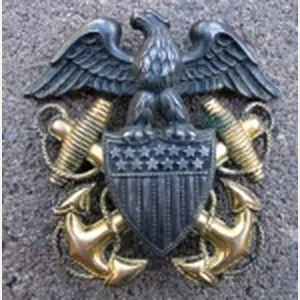 US WWII Navy Officers Hat Insignia, Vanguard, Double Sterling Marked