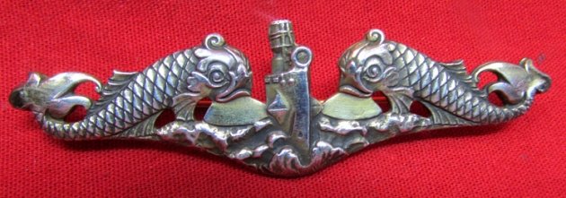 US WWII Navy Submarine Officer Dolphins, NS Meyer, Pinback, Sterling — image 2