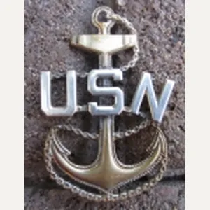 US WWII Navy Petty Officer Hat Insignia, Sterling, Amcraft Mfg