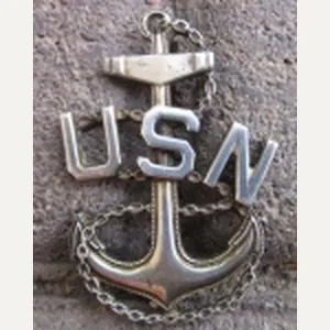 US WWII Navy Petty Officer Hat Insignia, Sterling, NS Meyer