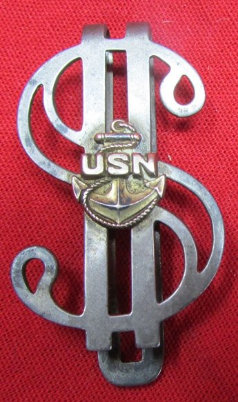 US WWII Era US Navy Money Clip, Sterling Marked — image 2