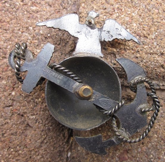 USMC WWII Era, USMC Officer Sterling Service Hat Emblem, NS Meyer — image 3