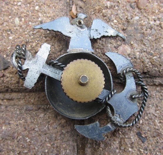 USMC WWII Era, USMC Officer Sterling Service Hat Emblem, NS Meyer — image 5