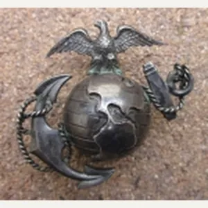 USMC WWII Era, USMC Officer Sterling Service Hat Emblem, NS …