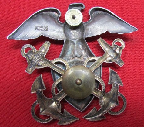 US WWII US Navy Officers Hat Insignia, Pasquale, Double Sterling Marked — image 3