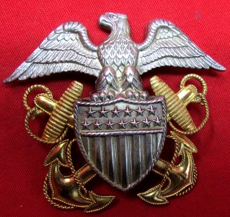 US WWII US Navy Officers Hat Insignia, Sterling, Pancraft Mfg. — image 2