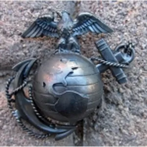 US WWII USMC Officer Service Hat Emblem, Hillborn-Hamburger, Sterling