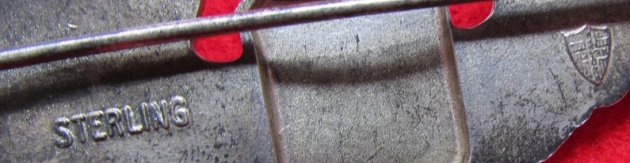 US WWII USAAF 3 Inch Pilot Wings, NS Meyer, NY, Sterling, Pinback — image 4