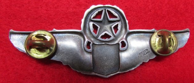 US Post WWII USAF Command Pilot Wings, Clutchback, Josten Mfg, Sterling — image 3