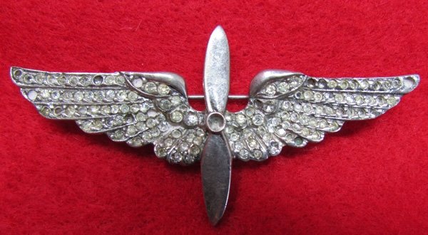 US WWII Army Aircorps Sweetheart Wings, Sterling, Rhinestones — image 2