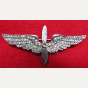 US WWII Army Aircorps Sweetheart Wings, Sterling, Rhinestones