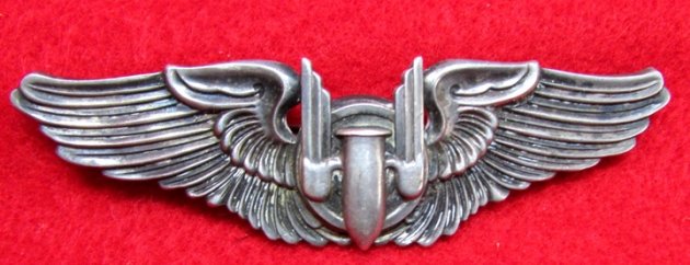 US WWII USAAF 3 Inch Aerial Gunner Wings, Sterling, Pinback — image 2