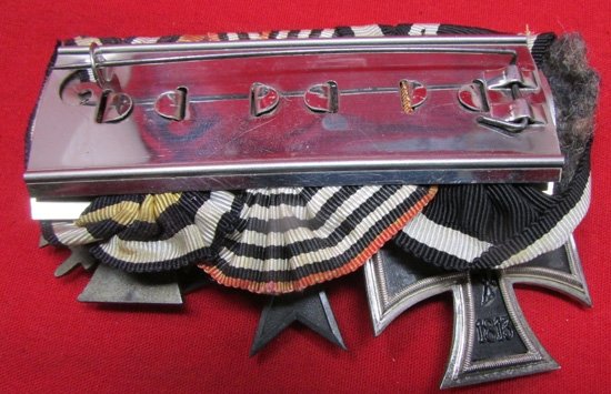 German WWI 3 Place Medal Bar, EK 2, Prussian War Service Cross, Hindenburg — image 3
