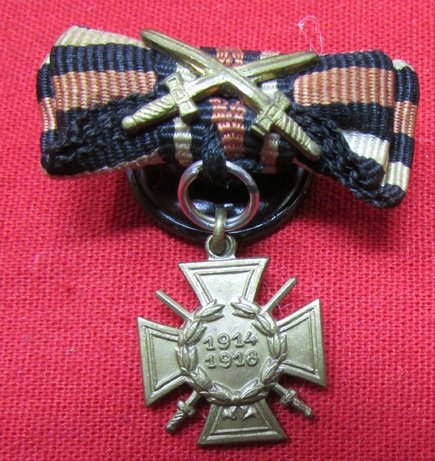 German WWI Miniature Hindenburg Cross Lapel Button — image 2
