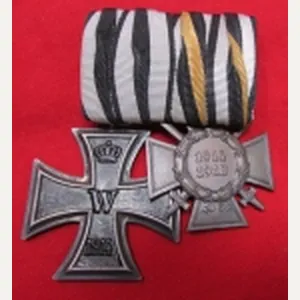 German WWI Two Place Medal Bar, Iron Cross & Hindenburg …