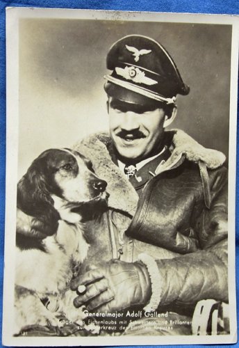 German WWII Postcard, Adolf Galland, Luftwaffe Feldpost 1944 — image 2